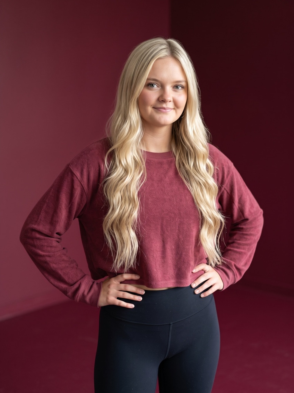 Urban Rebel UR Medium Maroon Burgundy Terry Cloth Cropped Sweatshirt